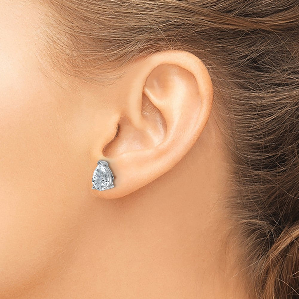 True Origin Lab Grown Diamond VS+ F+ Pear Four Prong Heavy Weight Complete Stud Earrings