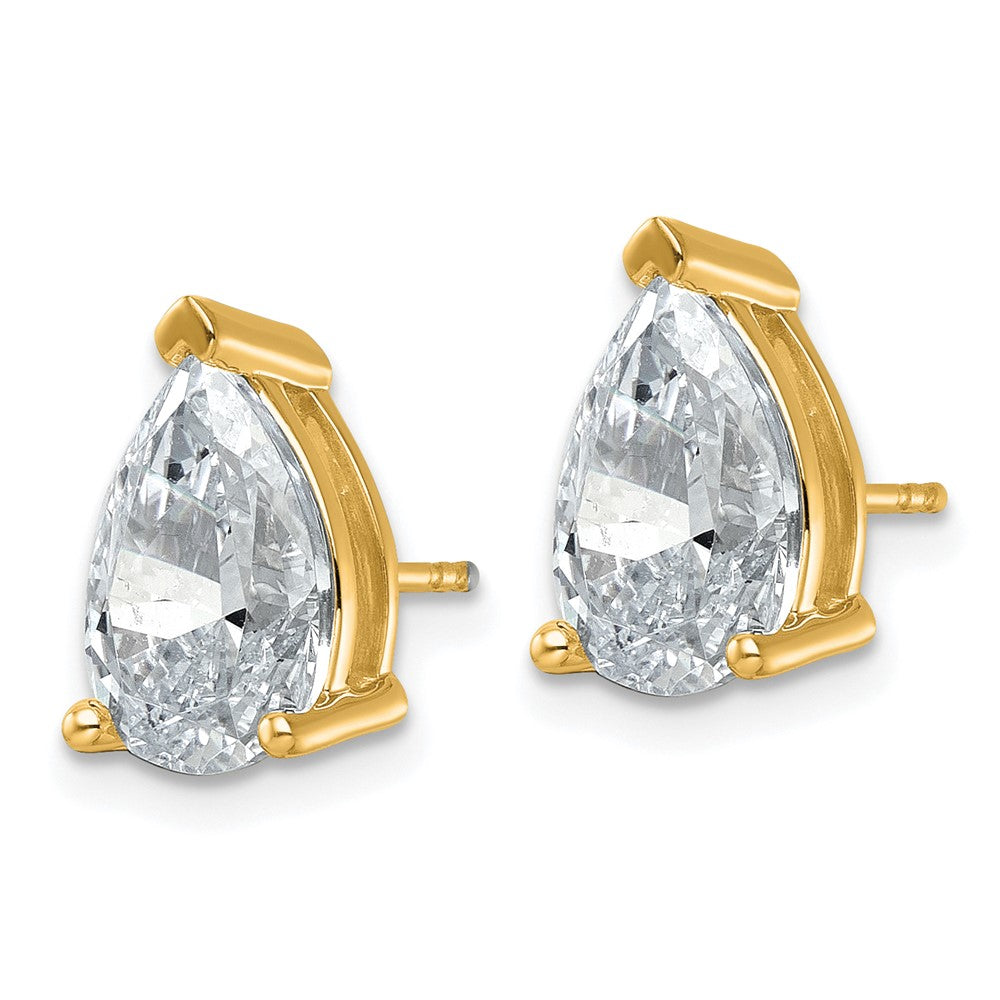 True Origin Lab Grown Diamond VS+ F+ Pear Four Prong Heavy Weight Complete Stud Earrings