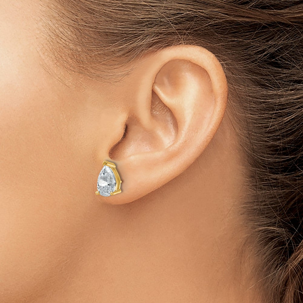 True Origin Lab Grown Diamond VS+ F+ Pear Four Prong Heavy Weight Complete Stud Earrings