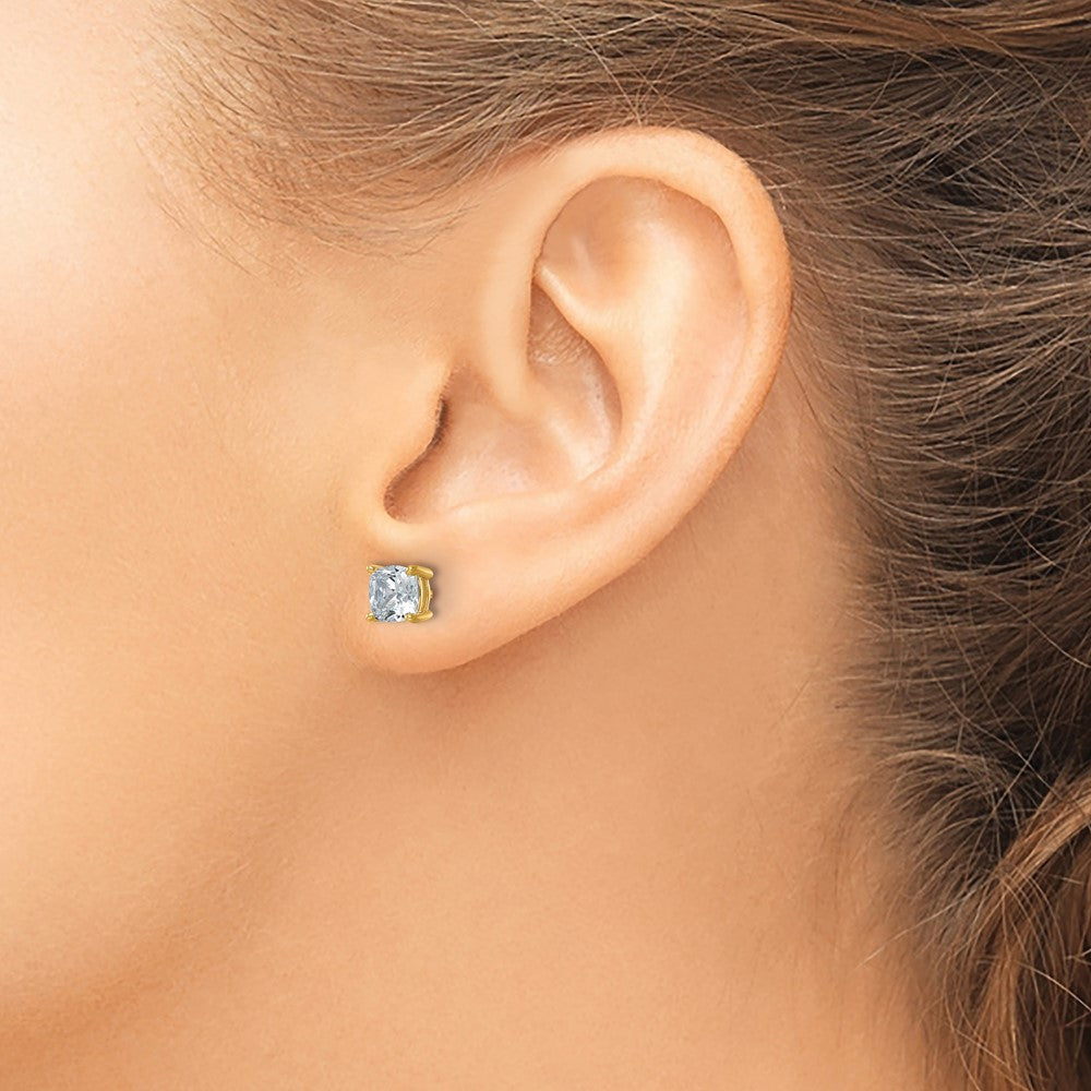 Lab Grown Diamond VS+ F+ Cushion Complete Four Prong Stud Earrings