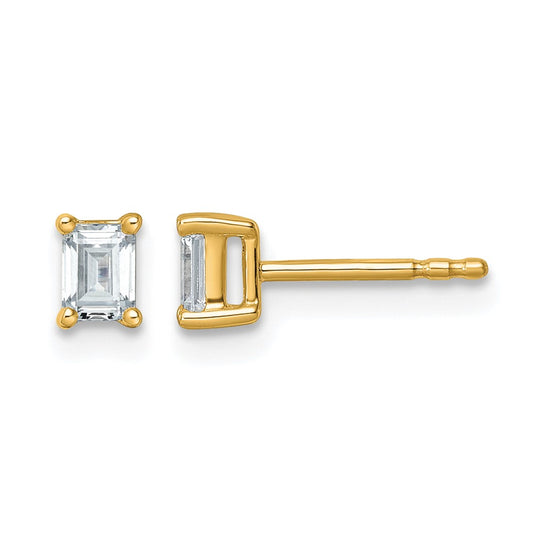 Lab Grown Diamond VS/SI+ G+ Emerald Complete Four Prong Stud Earrings