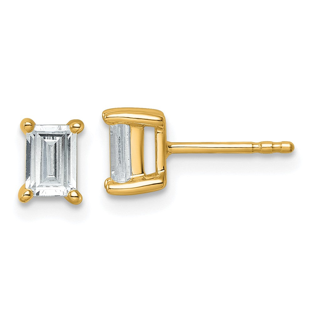 Lab Grown Diamond VS/SI+ G+ Emerald Complete Four Prong Stud Earrings