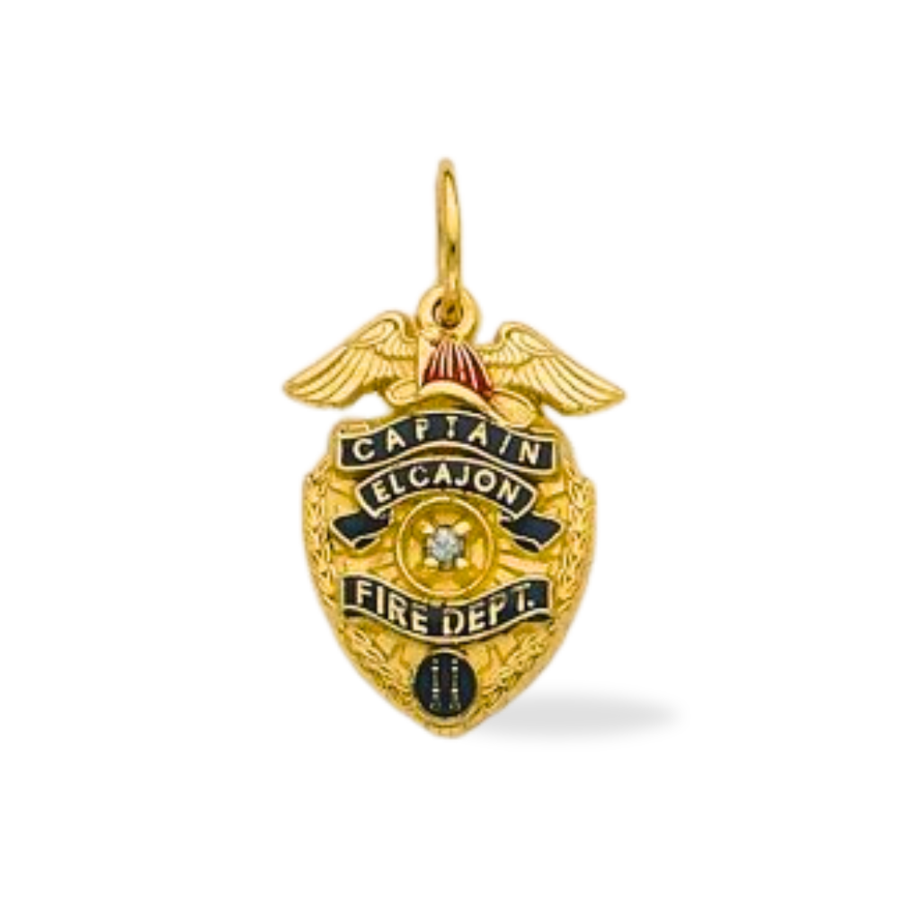 El Cajon Fire Department Small Badge Pendant - Gold