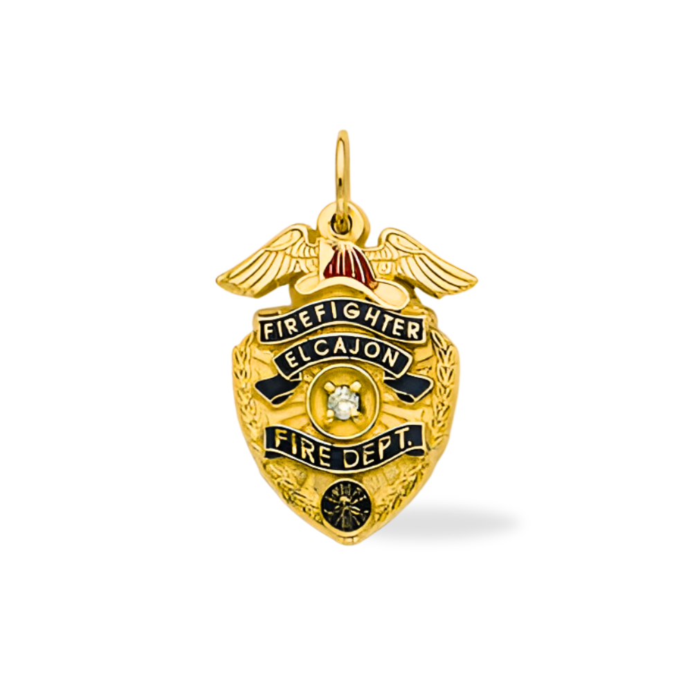 El Cajon Fire Department Medium Badge Pendant - Gold