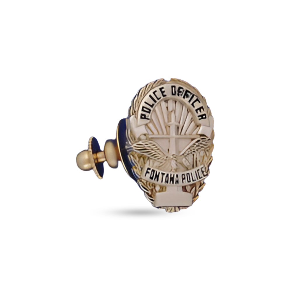 Fontana Police Department Small Badge Pendant Pin - Gold