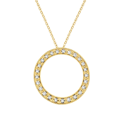 Circle Pendant - Diamond & Yellow Gold