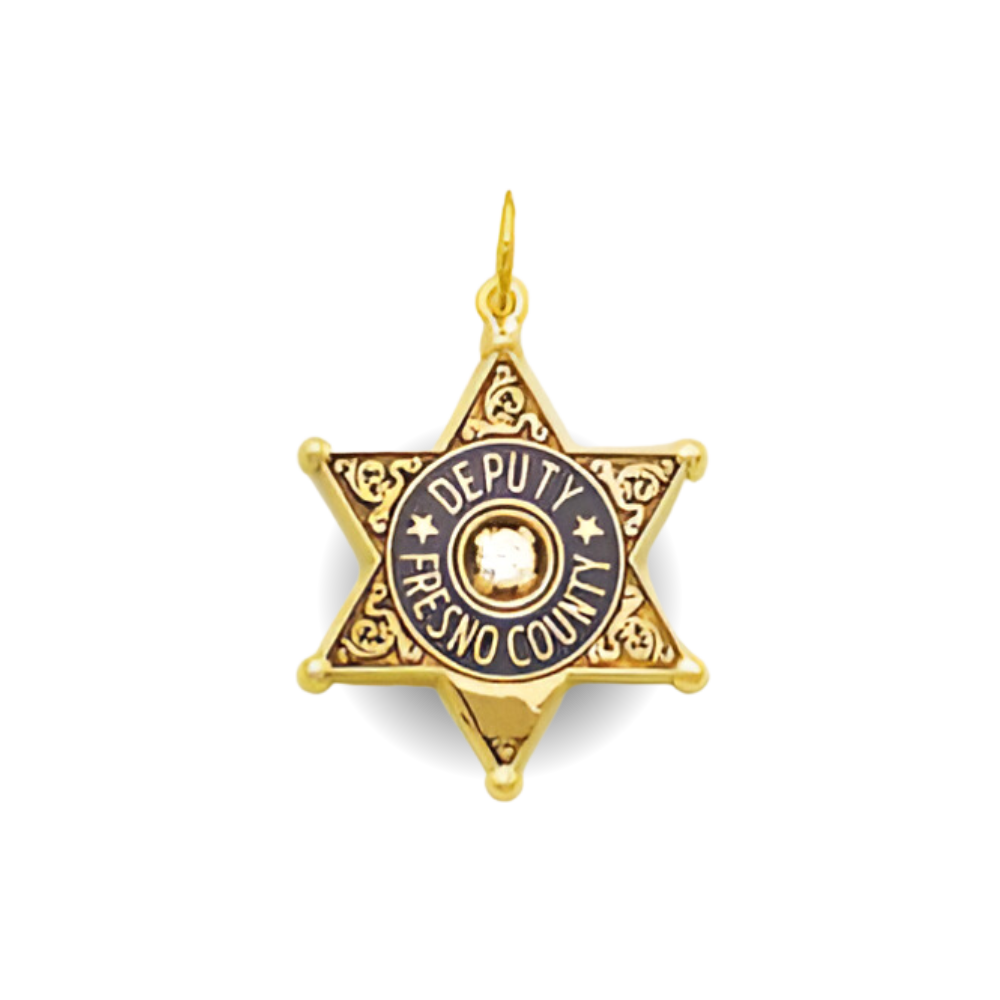 Fresno County Sheriff Department Medium Star Badge Pendant - Gold