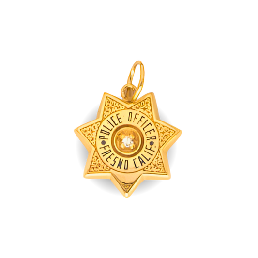 Fresno Police Department Small Badge Star Pendant - Gold
