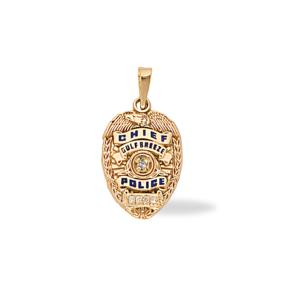 Gulf Breeze Police Department Medium Badge Pendant - Gold & Two-Tone