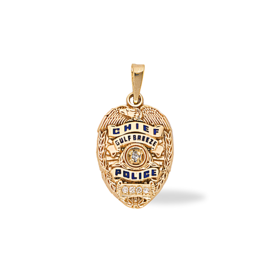 Gulf Breeze Police Department Medium Badge Pendant - Gold & Two-Tone