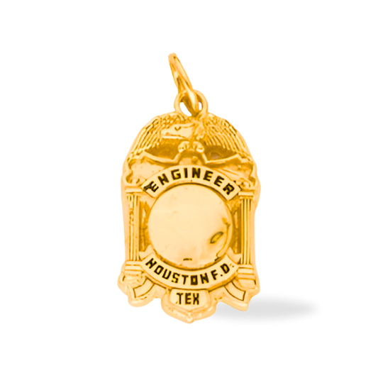 Houston Fire Department Medium Badge Pendant - Gold
