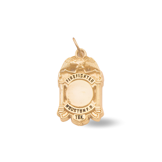 Houston Fire Department Medium Badge Pendant - Gold