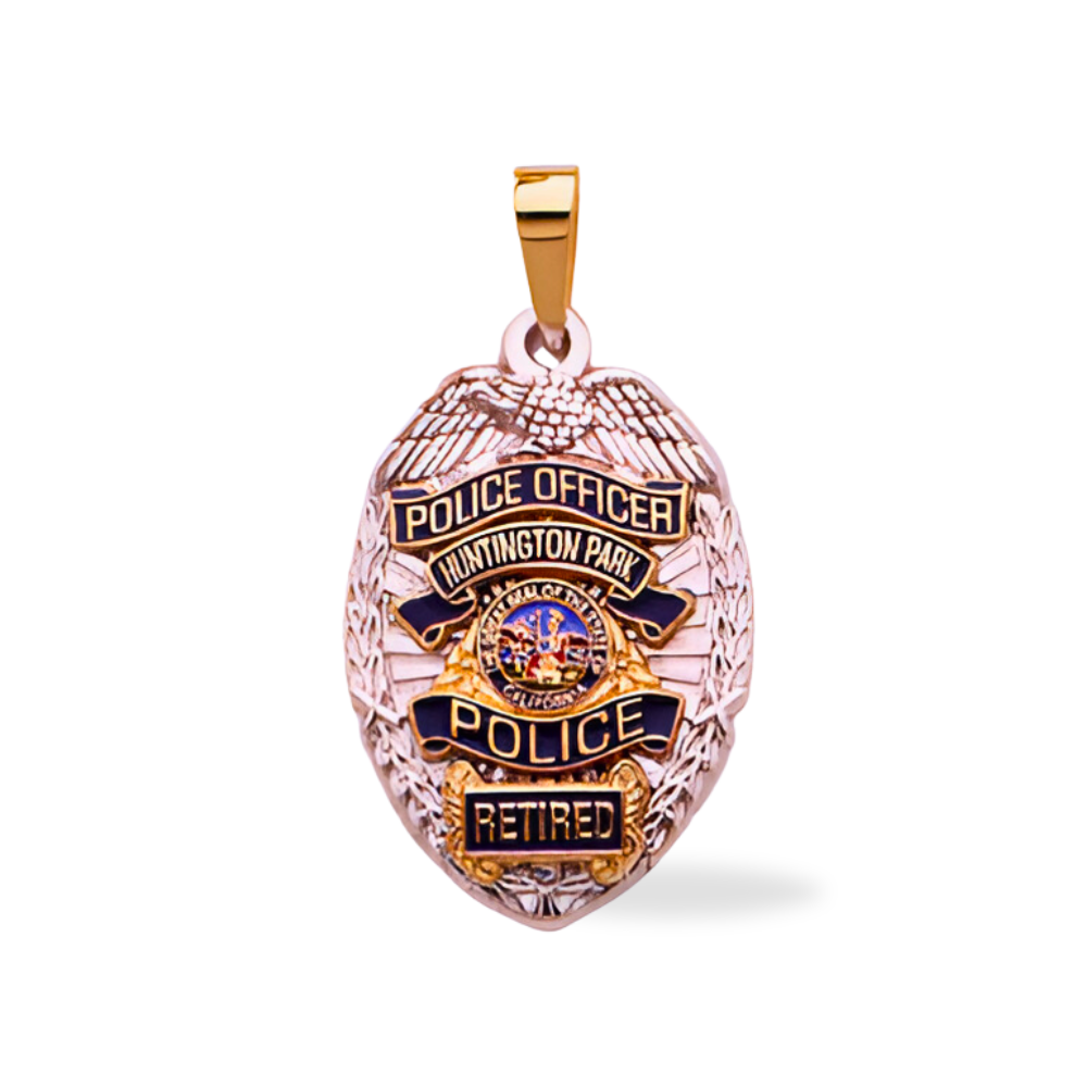 Huntington Park Police Department Medium Badge Pendant - Gold