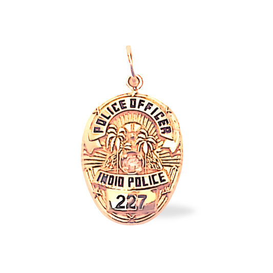 Indio Police Department Medium Badge Pendant - Gold