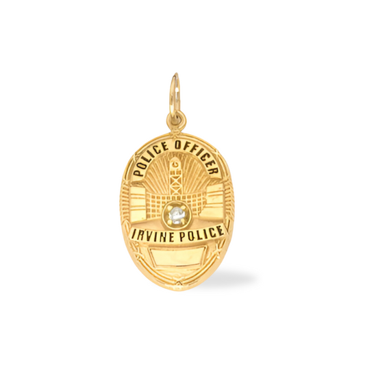 Irvine Police Department Medium Badge Pendant - Gold