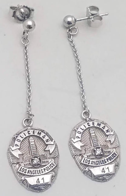 LAPD Badge Dangle Earrings