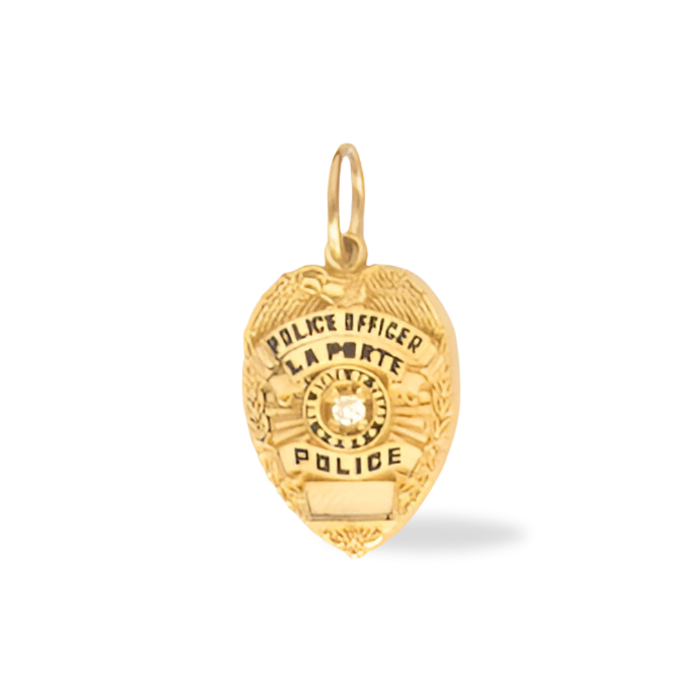 La Porte Police Department Small Badge Pendant - Gold