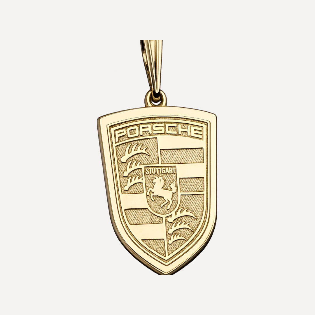 Beautifully Detailed Porsche Yellow or White Gold pendant