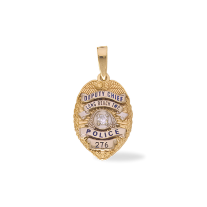 Long Beach Township Police Department Badge Pendant With Diamond