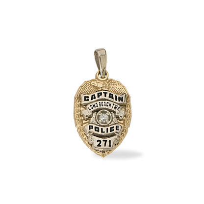 Long Beach Township Police Department Badge Pendant With Diamond