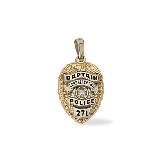 Long Beach Township PD Med. Badge Pendant - Gold & Two-Tone