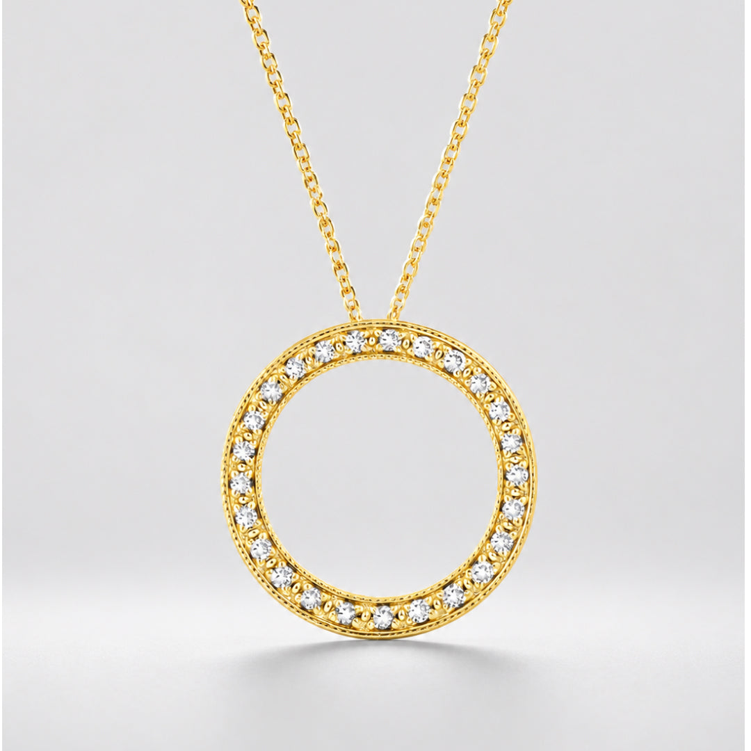 Circle Pendant - Diamond & Yellow Gold