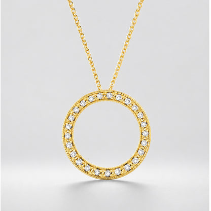 Circle Pendant - Diamond & Yellow Gold