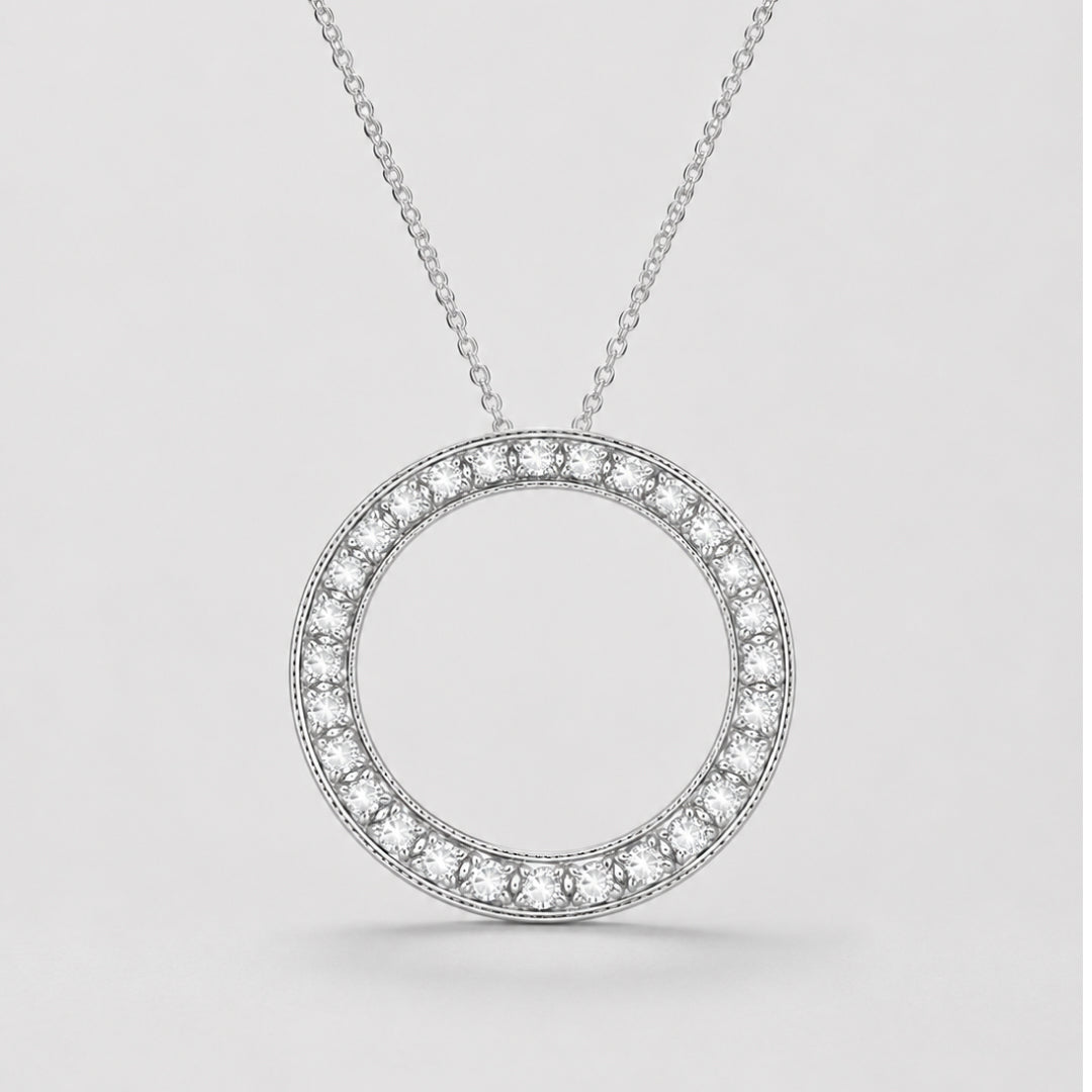 Circle Pendant - Diamond & Yellow Gold