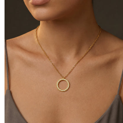 Circle Pendant - Diamond & Yellow Gold