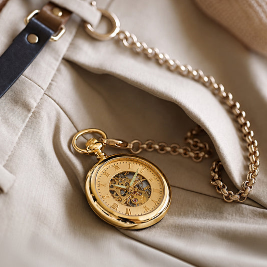 Charles Hubert Gold-Plated Half Hunter Photo Frame Mechanical Pocket Watch 3848