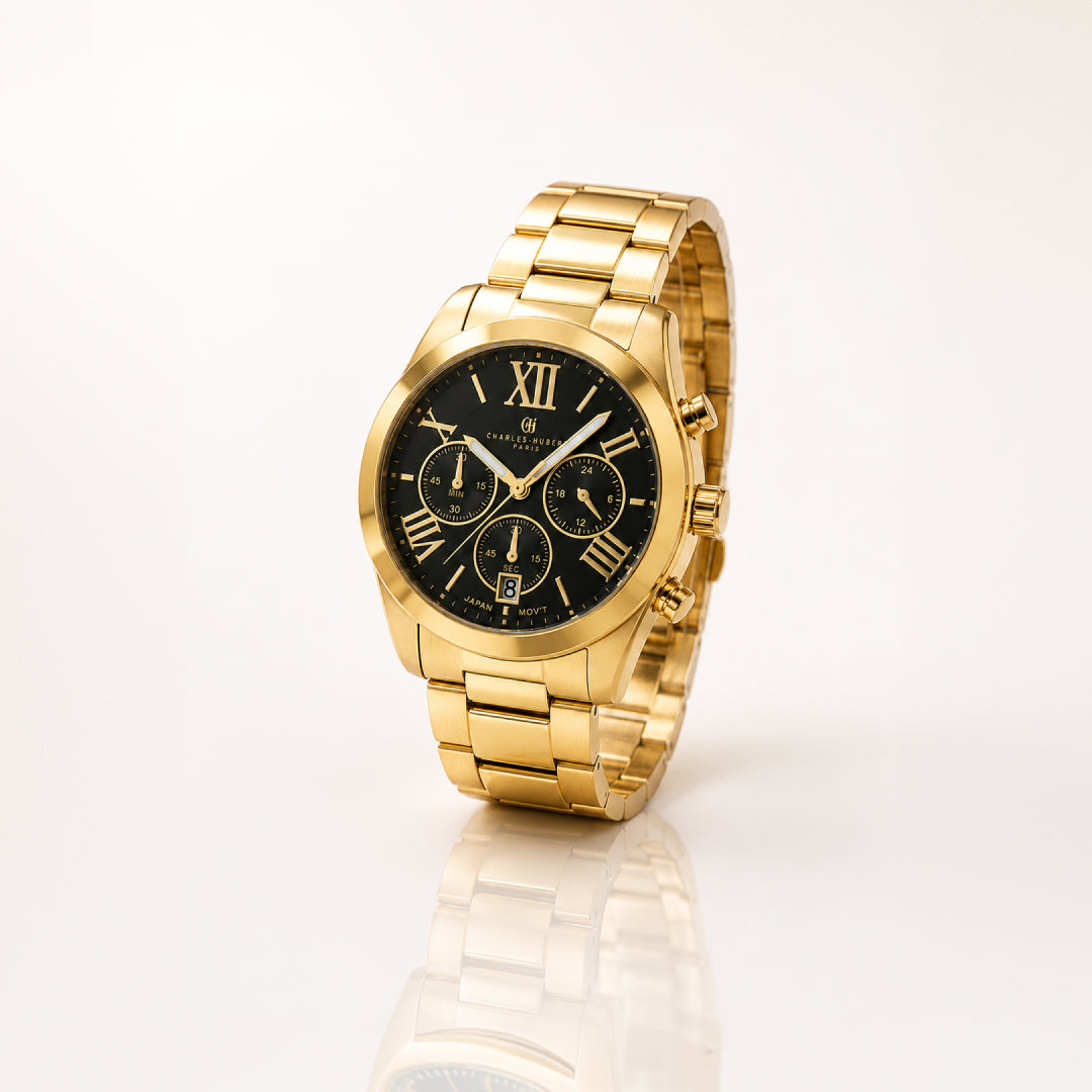 Charles Hubert Gold-Plated Stainless Steel Chronograph Quartz Watch
