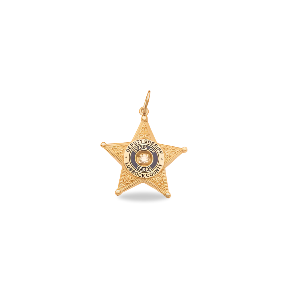 Lubbock Sheriff Department Small Badge With Diamond Pendant - Gold
