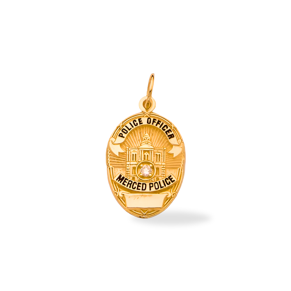 Merced Police Department Medium Badge Pendant - Gold