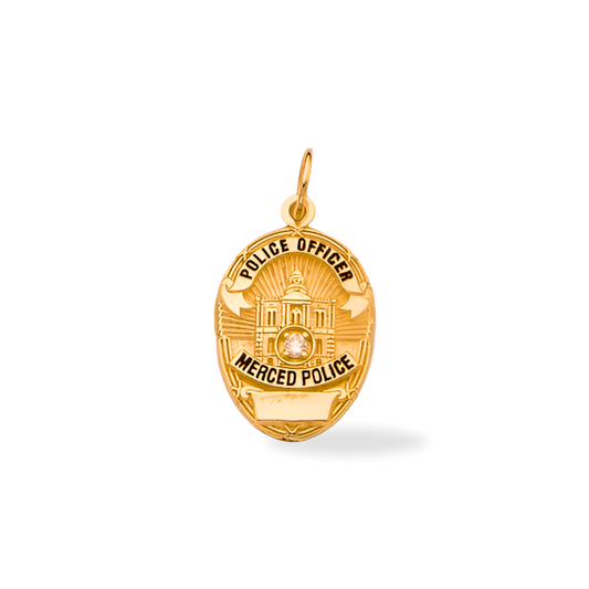 Merced Police Department Medium Badge Pendant - Gold