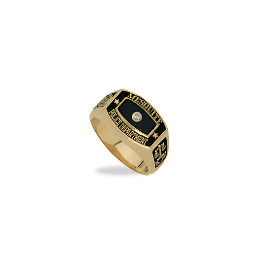Mesquite Police Department Square Ring w/onyx & Diamond - Gold