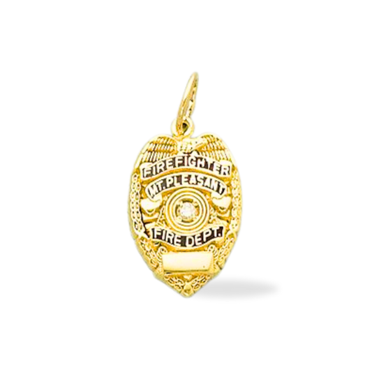 Mt. Pleasent Fire Department Small Badge Pendant - Gold