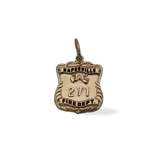 Naperville Fire Department Small Badge Pendant - Gold