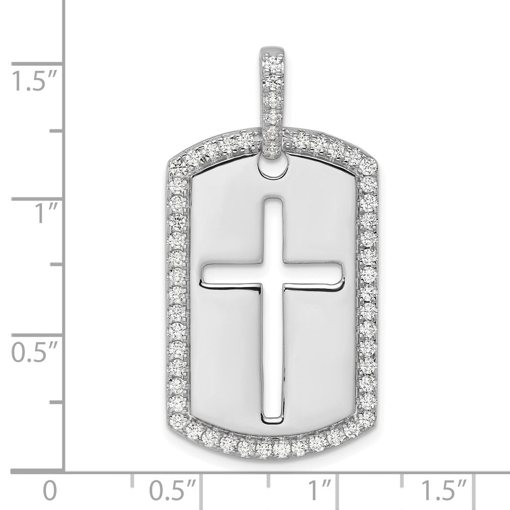 True Origin Men's Lab Grown Diamond VS+ F+ Complete Cross Dog Tag Pendant