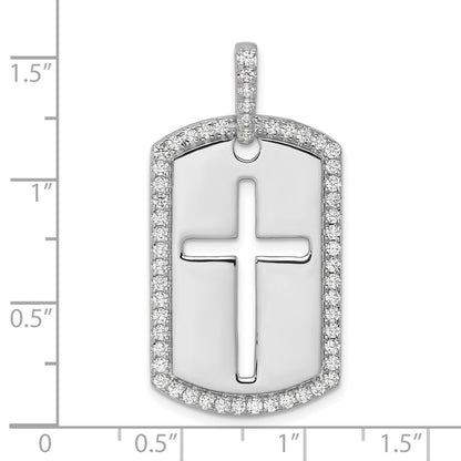 True Origin Men's Lab Grown Diamond VS+ F+ Complete Cross Dog Tag Pendant