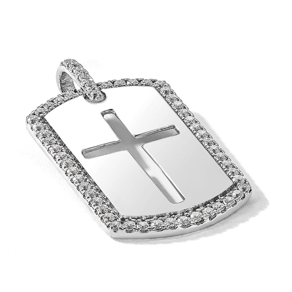 True Origin Men's Lab Grown Diamond VS+ F+ Complete Cross Dog Tag Pendant