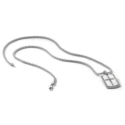 True Origin Men's Lab Grown Diamond VS+ F+ Complete Cross Dog Tag Pendant