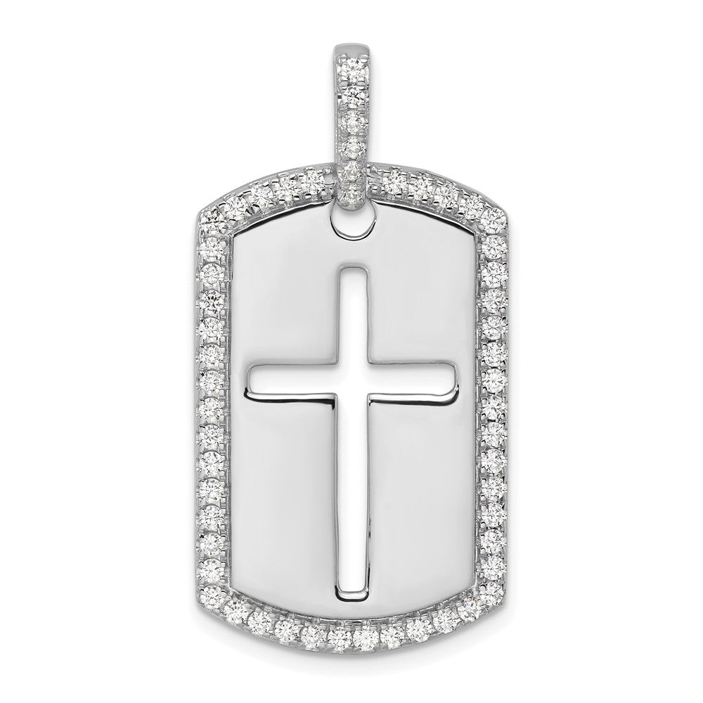 True Origin Men's Lab Grown Diamond VS+ F+ Complete Cross Dog Tag Pendant