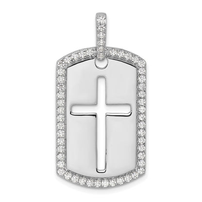 True Origin Men's Lab Grown Diamond VS+ F+ Complete Cross Dog Tag Pendant