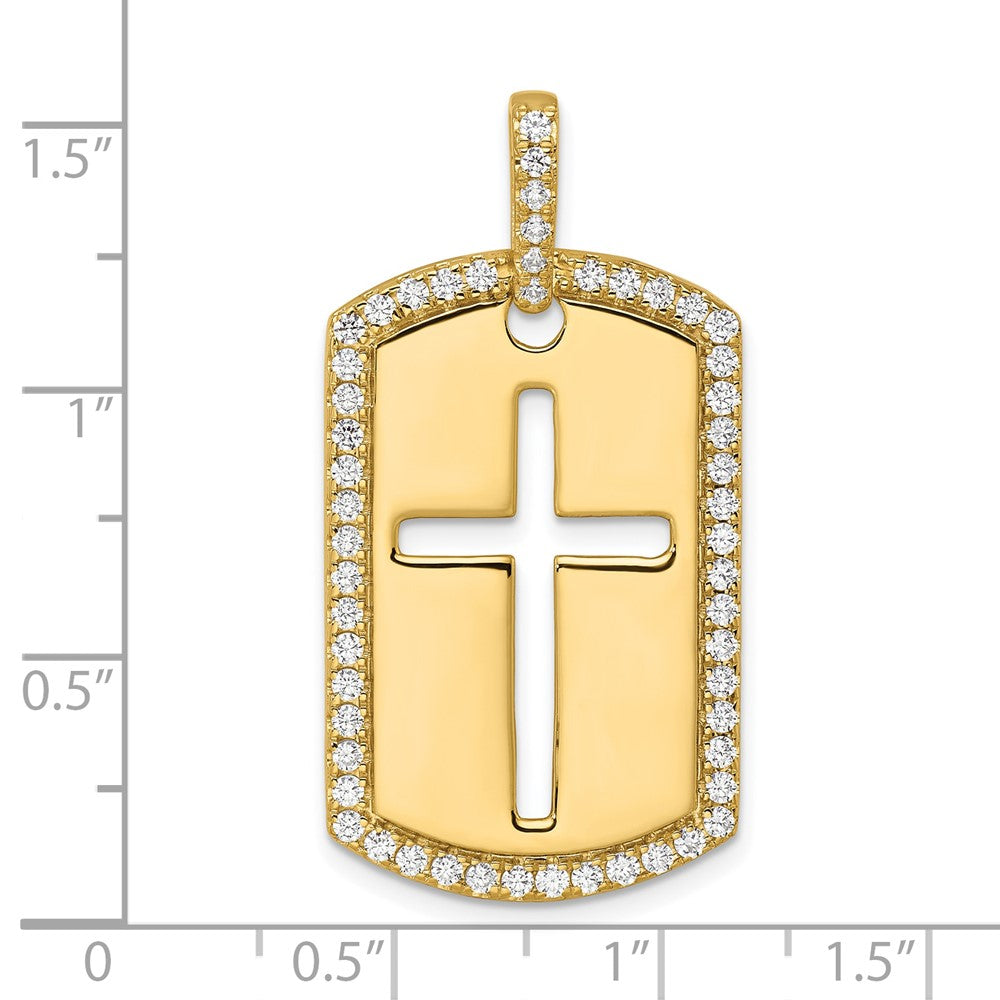 True Origin Men's Lab Grown Diamond VS+ F+ Complete Cross Dog Tag Pendant