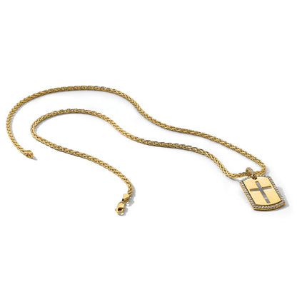 True Origin Men's Lab Grown Diamond VS+ F+ Complete Cross Dog Tag Pendant