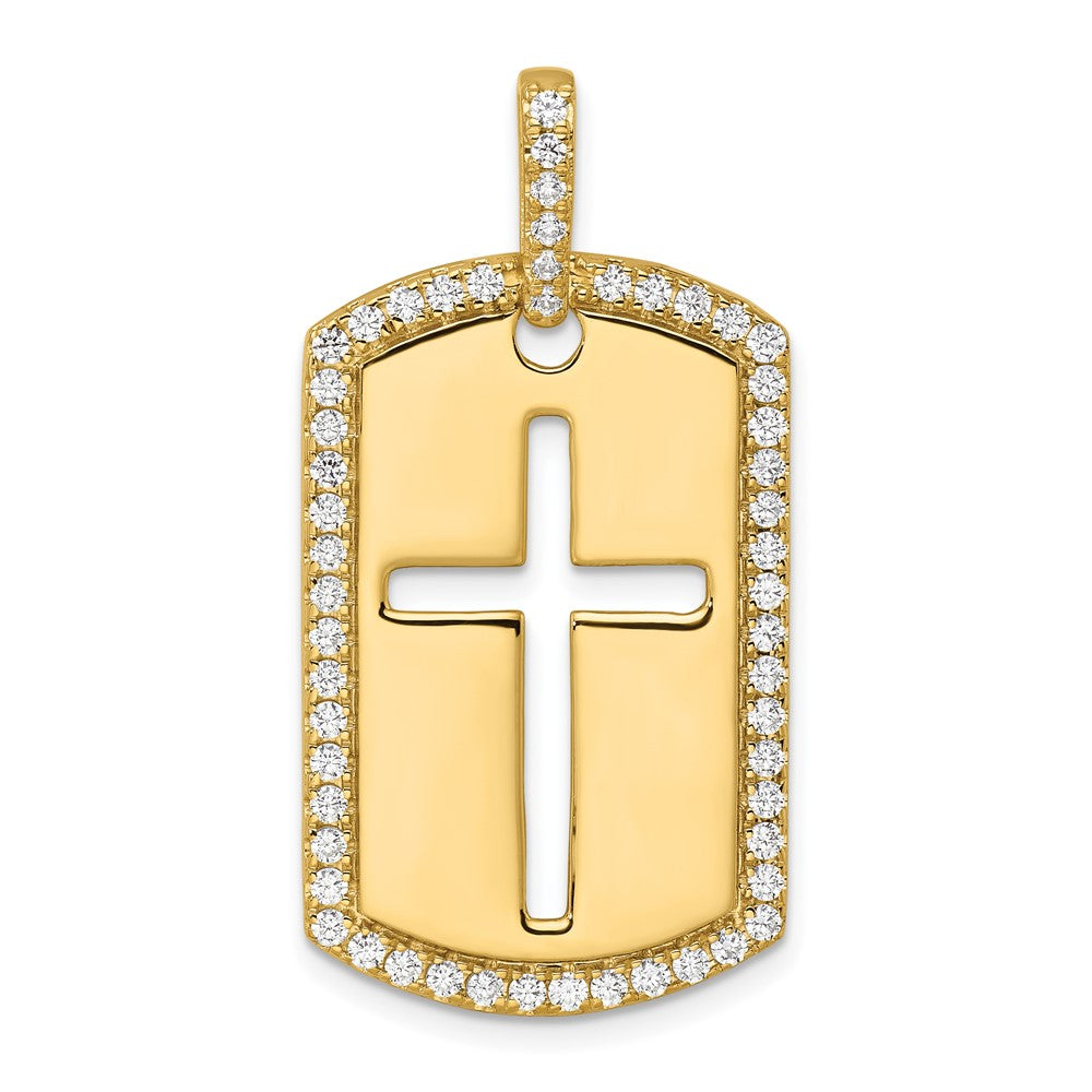 True Origin Men's Lab Grown Diamond VS+ F+ Complete Cross Dog Tag Pendant