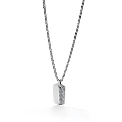True Origin Men's Lab Grown Diamond VS+ F+ Complete Dog Tag Pendant
