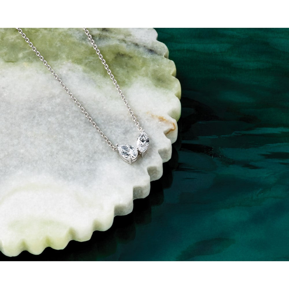 True Origin Lab Grown Diamond VS+ F+ 18 in Complete Two Stone Necklace