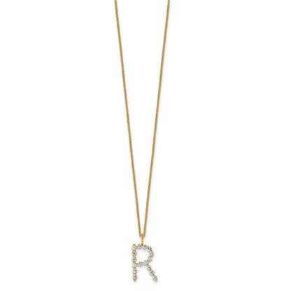 True Origin Lab Grown Diamond VS+ F+ Complete Alphabet R Pendant Necklace