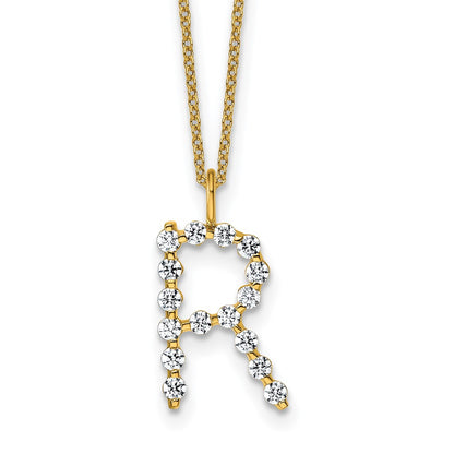 True Origin Lab Grown Diamond VS+ F+ Complete Alphabet R Pendant Necklace